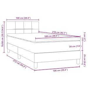 Box spring postel s matrací a LED tmavě modrá 100x210 cm samet - obrázek 16