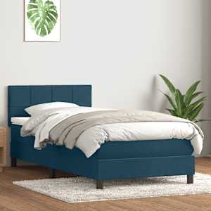 Box spring postel s matrací a LED tmavě modrá 100x210 cm samet - obrázek 4