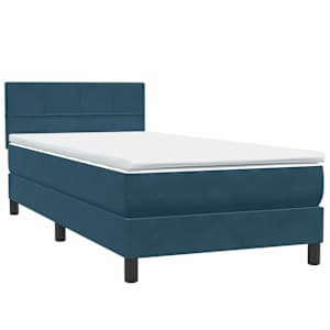 Box spring postel s matrací a LED tmavě modrá 100x210 cm samet - obrázek 5
