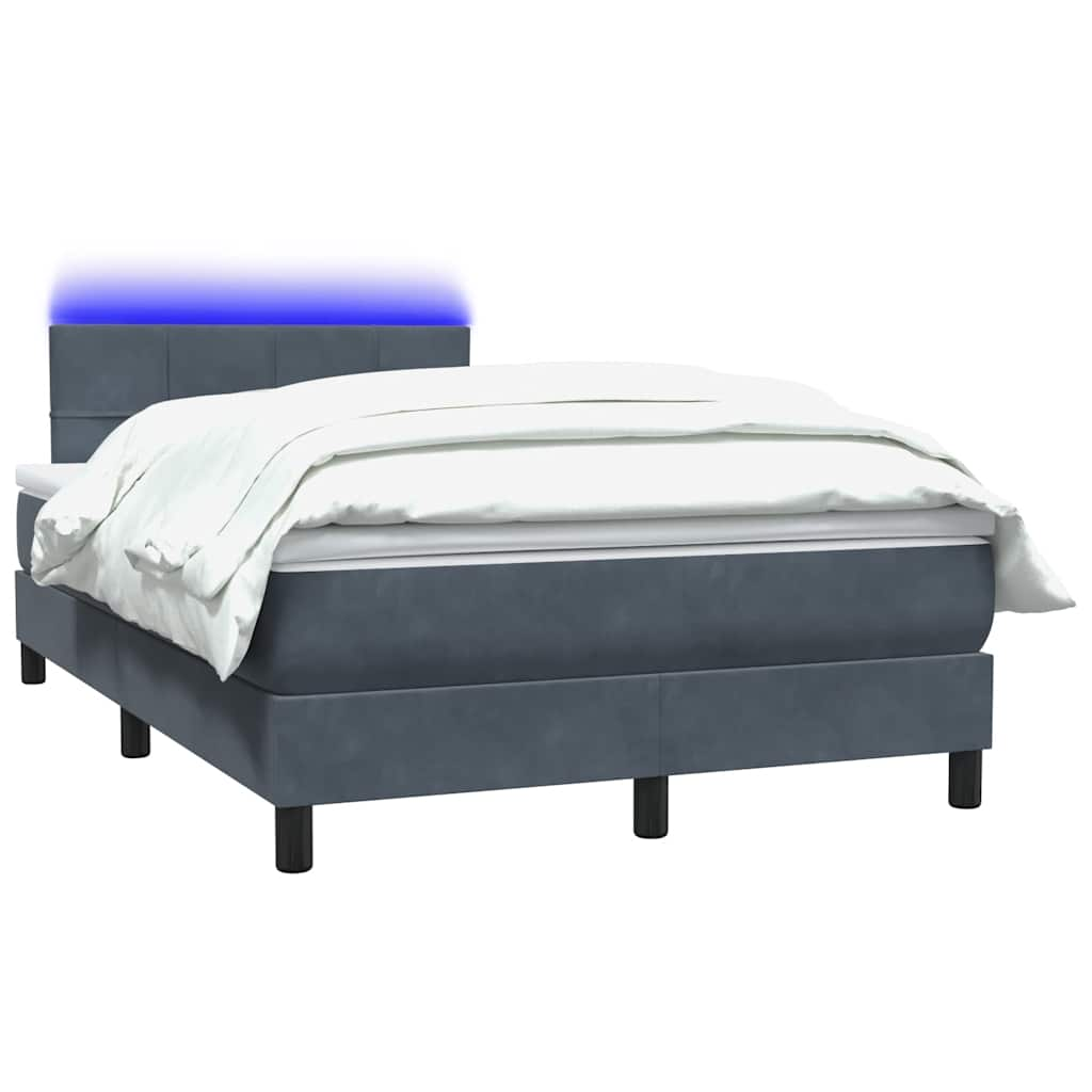 vidaXL Κρεβάτι Boxspring με Στρώμα Σκούρο Γκρι 120x210 εκ. Βελούδινο