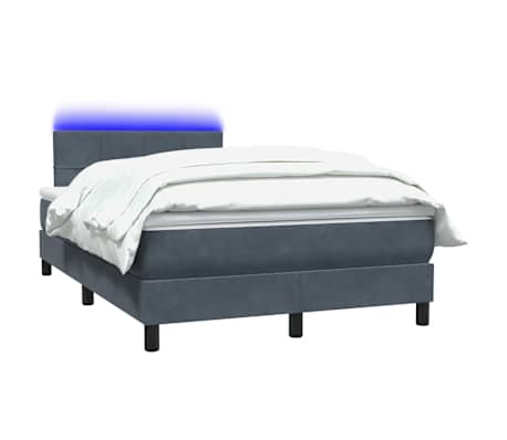 vidaXL Κρεβάτι Boxspring με Στρώμα Σκούρο Γκρι 120x210 εκ. Βελούδινο