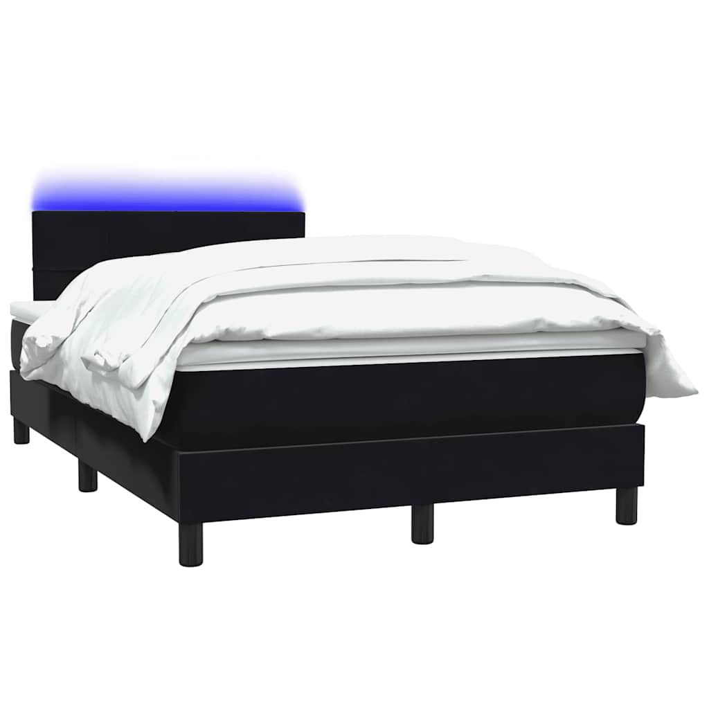 vidaXL Κρεβάτι Boxspring με Στρώμα Μαύρο 1120x210 εκ. Βελούδινο