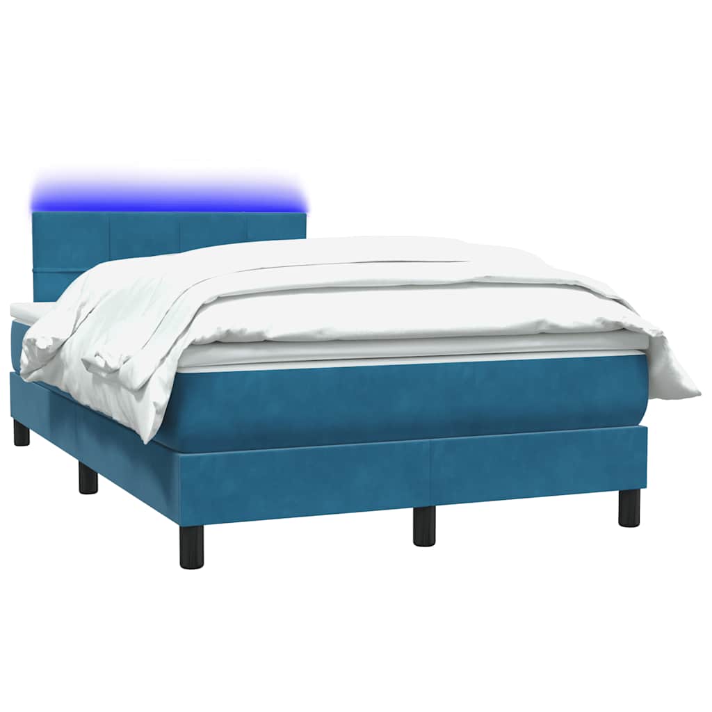 Thumbnail - vidaXL Boxspringbett mit Matratze & LED Dunkelblau 120x210 cm Samt