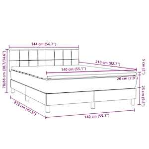 Box spring postel s matrací a LED růžová 140x210 cm samet - obrázek 16