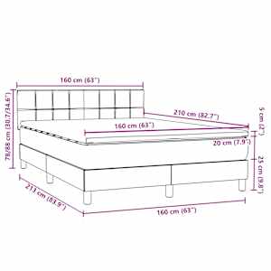 Box spring postel s matrací a LED tmavě šedá 160x210 cm samet - obrázek 16
