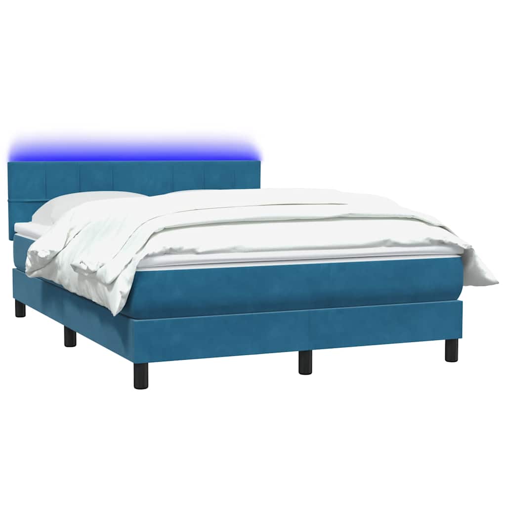Thumbnail - vidaXL Boxspringbett mit Matratze & LED Dunkelblau 160x210 cm Samt