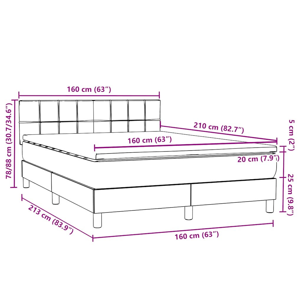 Box spring postel s matrací a LED růžová 160x210 cm samet - obrázek 16