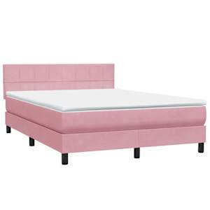 Box spring postel s matrací a LED růžová 160x210 cm samet - obrázek 5