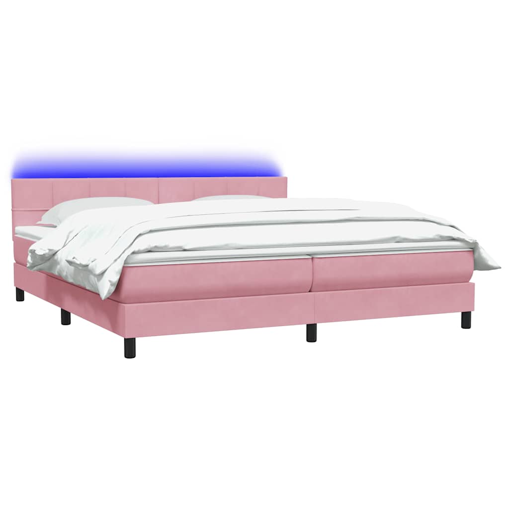 Thumbnail - vidaXL Boxspringbett mit Matratze & LED Rosa 180x210 cm Samt