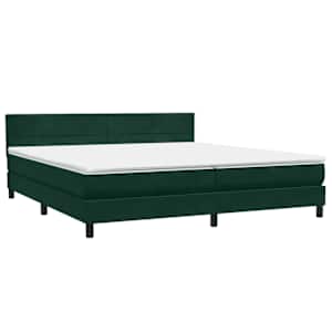 Box spring postel s matrací a LED tmavě zelená 200x210 cm samet - obrázek 5