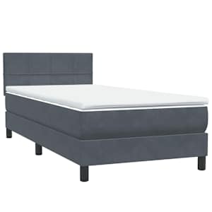 Box spring postel s matrací a LED tmavě šedá 80x220 cm samet - obrázek 5