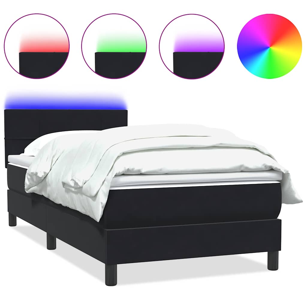 Thumbnail - vidaXL Boxspringbett mit Matratze Schwarz 80x220 cm Samt