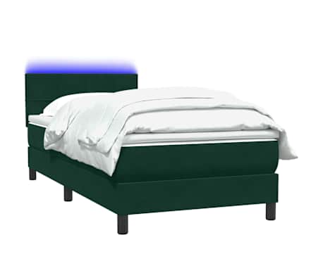 vidaXL Res&aring;rs&auml;ng med madrass och LED m&ouml;rkgr&ouml;n 80x220 cm sammet