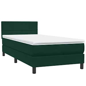 Box spring postel s matrací a LED tmavě zelená 80x220 cm samet - obrázek 5