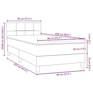 Box spring postel s matrací a LED tmavě modrá 80x220 cm samet - obrázek 16