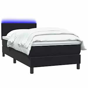 Box spring postel s matrací a LED černá 90x220 cm samet - obrázek 3