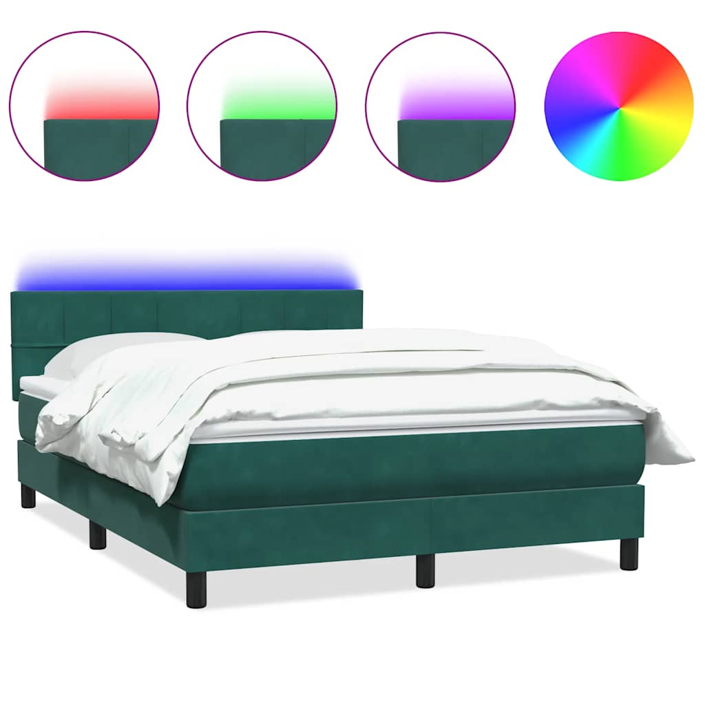 Thumbnail - vidaXL Boxspringbett mit Matratze Dunkelgrün 140x220 cm Samt