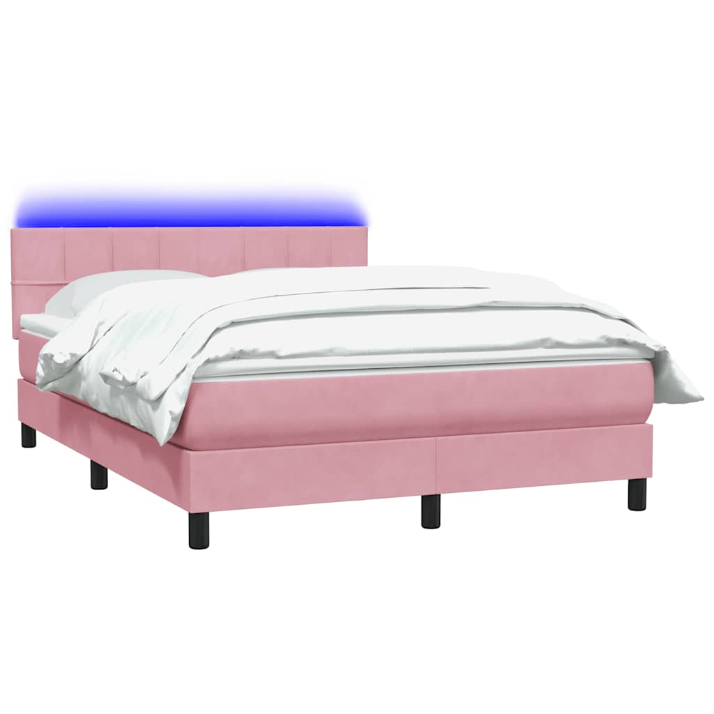 Thumbnail - vidaXL Boxspringbett mit Matratze & LED Rosa 140x220 cm Samt