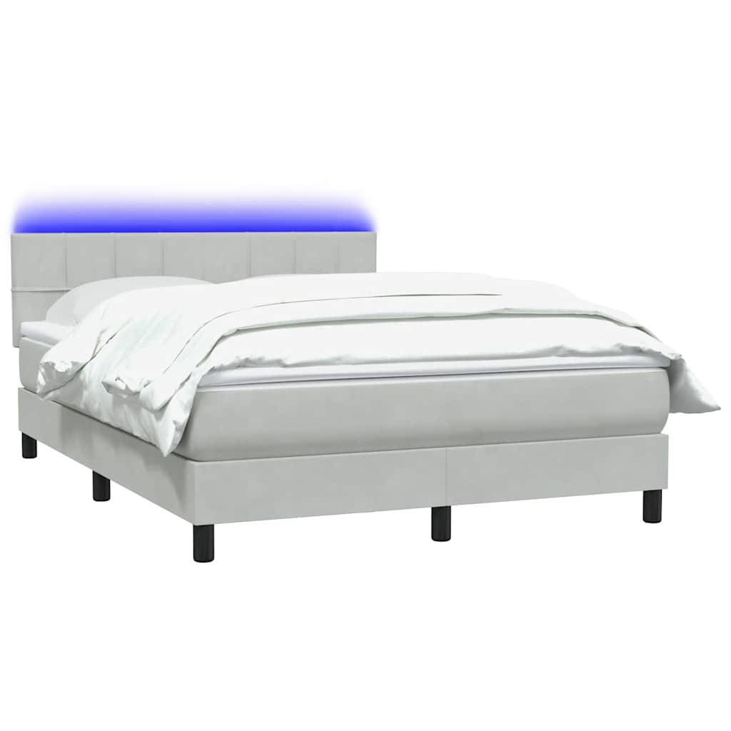 vidaXL Κρεβάτι Boxspring με Στρώμα Ανοιχτό Γκρι 160x220 εκ. Βελούδινο