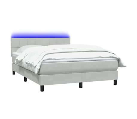 vidaXL Κρεβάτι Boxspring με Στρώμα Ανοιχτό Γκρι 160x220 εκ. Βελούδινο