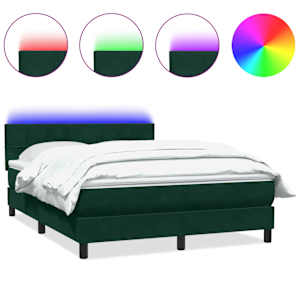 Box spring postel s matrací a LED tmavě zelená 160x220 cm samet - obrázek 2