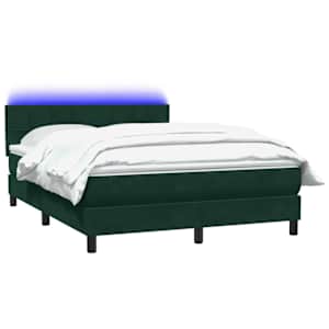 Box spring postel s matrací a LED tmavě zelená 160x220 cm samet - obrázek 3