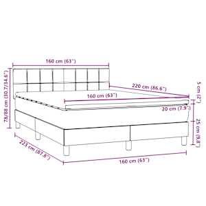 Box spring postel s matrací a LED tmavě zelená 160x220 cm samet - obrázek 16