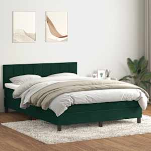 Box spring postel s matrací a LED tmavě zelená 160x220 cm samet - obrázek 4