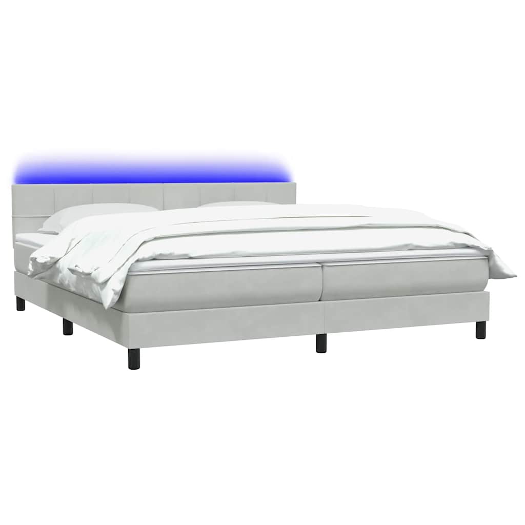 Thumbnail - vidaXL Boxspringbett mit Matratze & LED Hellgrau 180x220 cm Samt