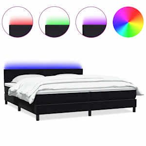 Box spring postel s matrací a LED černá 200x220 cm samet - obrázek 2