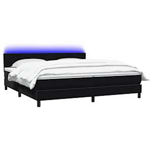 Box spring postel s matrací a LED černá 200x220 cm samet - obrázek 3