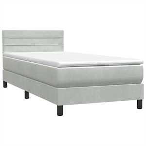 Box spring postel s matrací a LED světle šedá 80x210 cm samet - obrázek 5