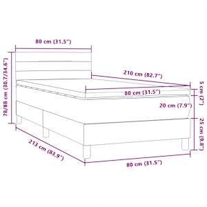 Box spring postel s matrací a LED tmavě šedá 80x210 cm samet - obrázek 16