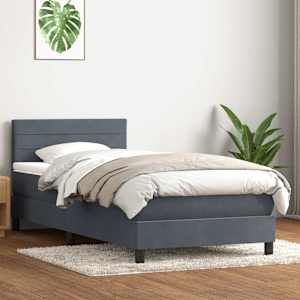 Box spring postel s matrací a LED tmavě šedá 80x210 cm samet - obrázek 4