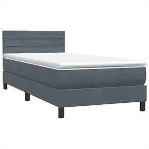 Box spring postel s matrací a LED tmavě šedá 80x210 cm samet - obrázek 5
