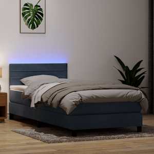 Box spring postel s matrací a LED tmavě šedá 80x210 cm samet - obrázek 1