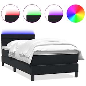 Box spring postel s matrací a LED černá 90x210 cm samet - obrázek 2