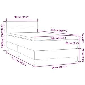 Box spring postel s matrací a LED černá 90x210 cm samet - obrázek 16