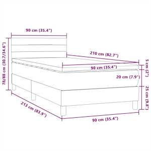 Box spring postel s matrací a LED růžová 90x210 cm samet - obrázek 16