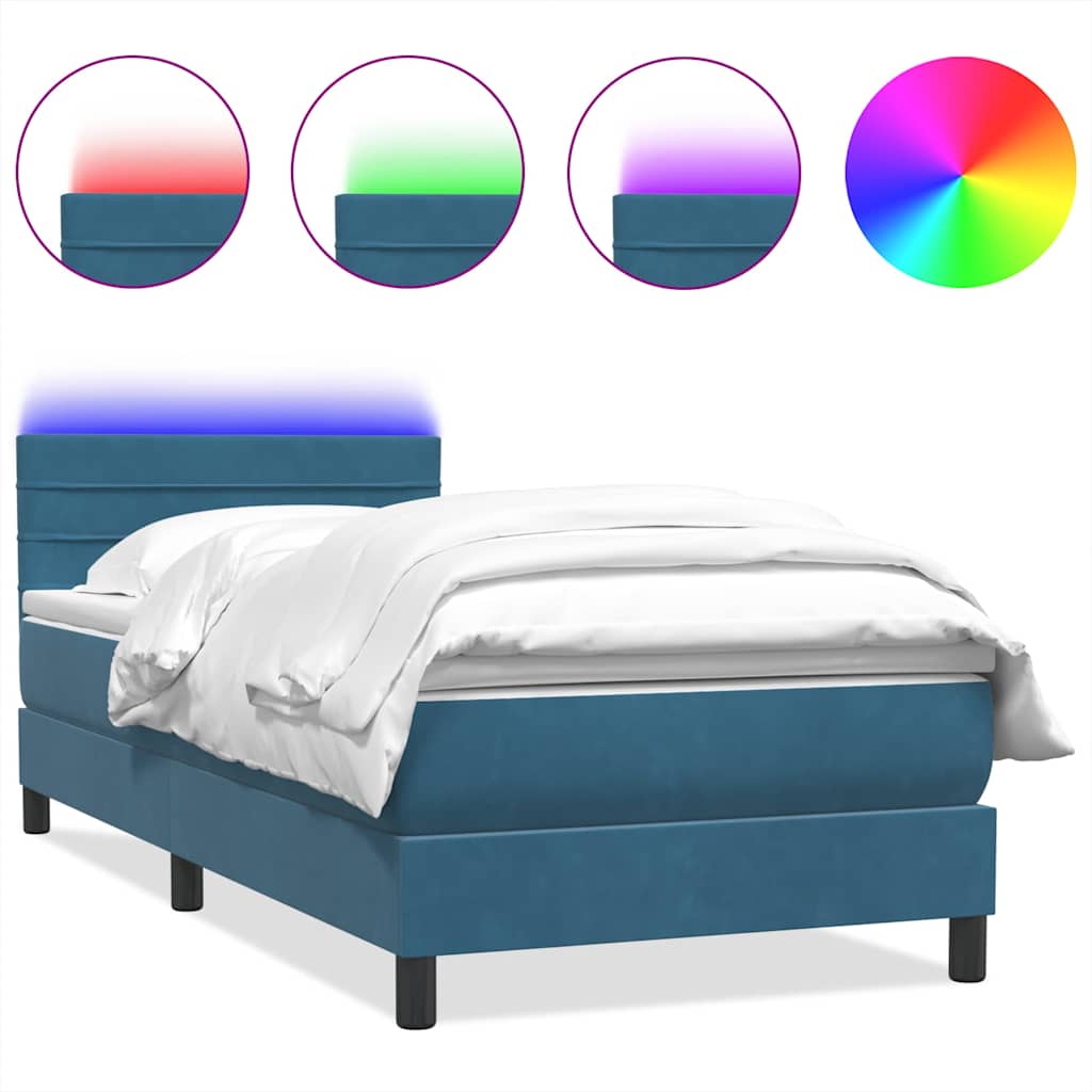 vidaXL Box spring postel s matrací tmavě modrá 100x210 cm samet