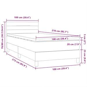 Box spring postel s matrací a LED tmavě modrá 100x210 cm samet - obrázek 16