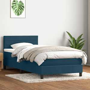Box spring postel s matrací a LED tmavě modrá 100x210 cm samet - obrázek 4