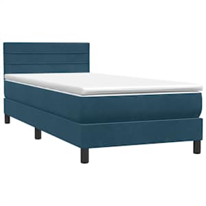 Box spring postel s matrací a LED tmavě modrá 100x210 cm samet - obrázek 5