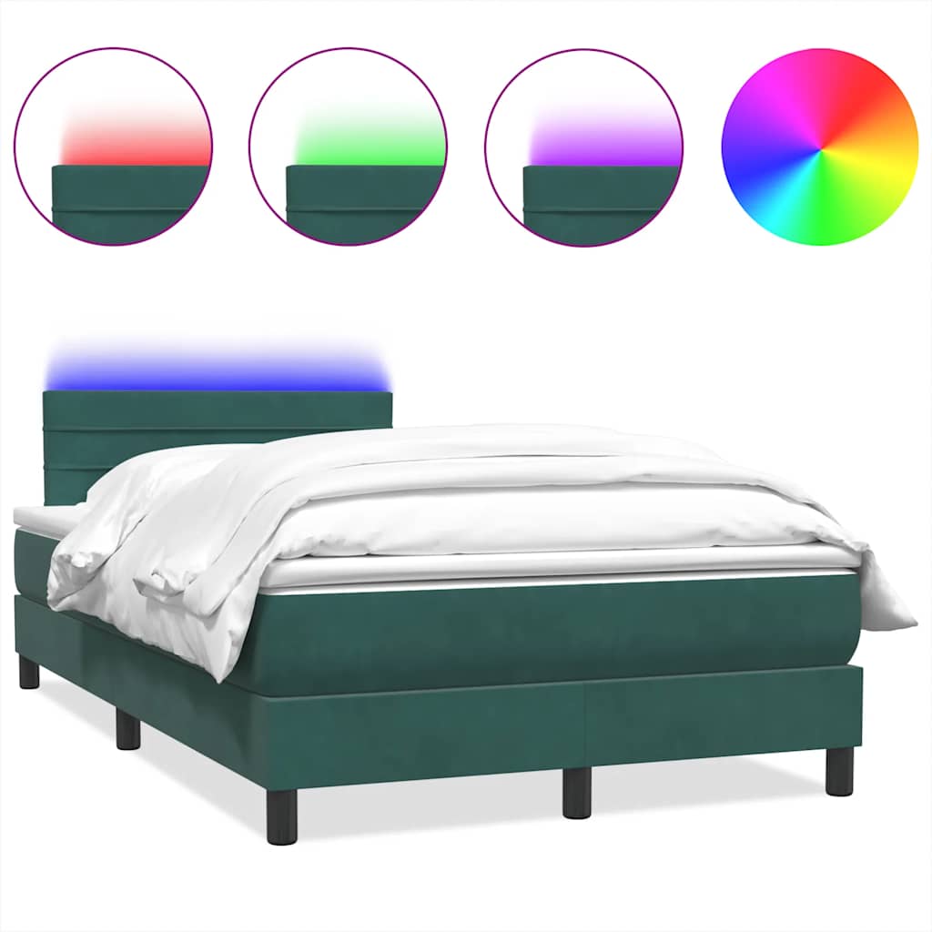 Thumbnail - vidaXL Boxspringbett mit Matratze Dunkelgrün 120x210 cm Samt
