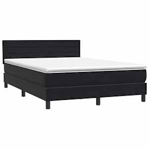 Box spring posteljni z vzmetnico LED črn 140x210 cm žamet - slika 5