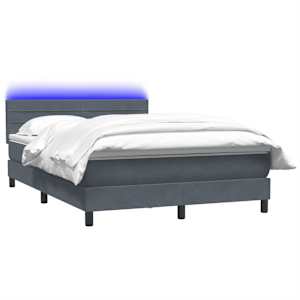 Box spring postel s matrací a LED tmavě šedá 160x210 cm samet - obrázek 3
