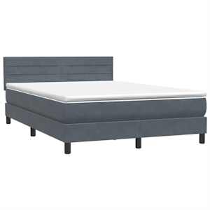 Box spring postel s matrací a LED tmavě šedá 160x210 cm samet - obrázek 5