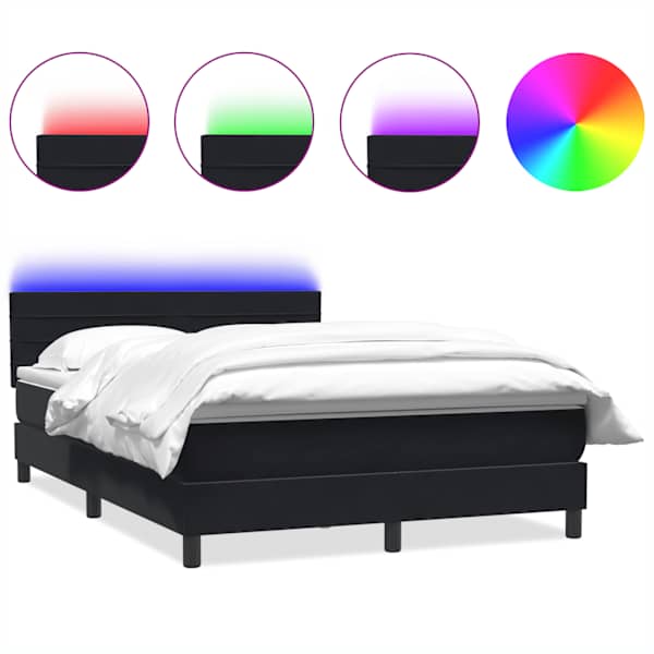 vidaXL kontinentaalvoodi madrats ja LED, must, 160x210 cm, samet