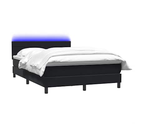 vidaXL Cama box spring c/ colch&atilde;o e LED 160x210 cm veludo preto