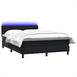 vidaXL Cama box spring c/ colch&atilde;o e LED 160x210 cm veludo preto